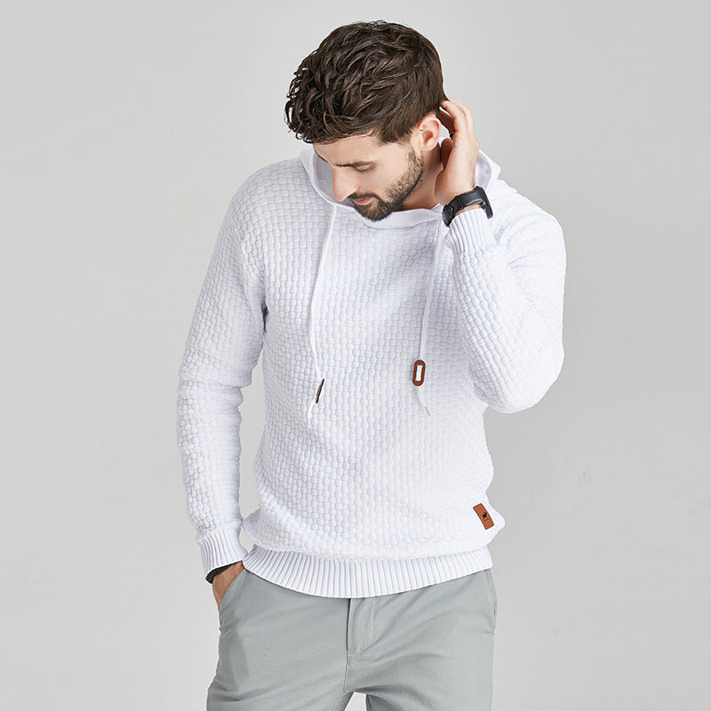 Autumn And Winter New Men's Brocade Sweater Long-sleeved Hoodie front view