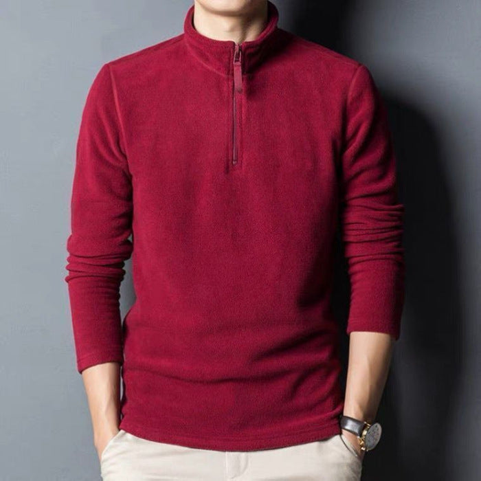 Men's Long-sleeve Mock-neck Fleece Hoodie With Zipperversatile For Winter