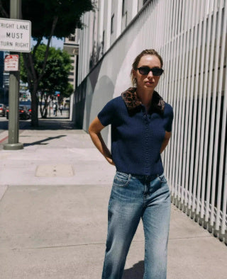 2025 New European And American Style Fashion Women's Wear Animal Print Neckline Knitted Short Sleeve