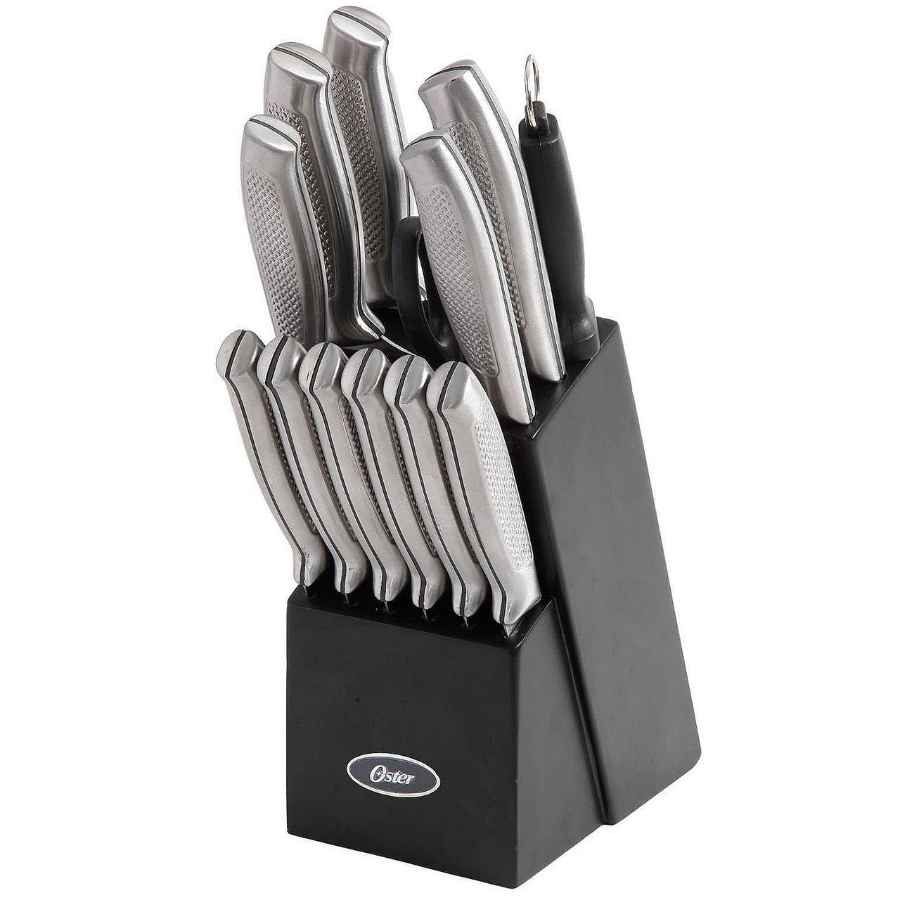 Oster Edgefield 14 Piece Stainless Steel Cutlery Knife Set with Black Knife Block-0