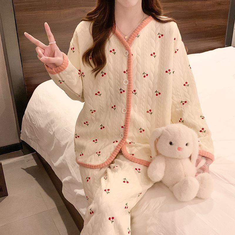 Air Cotton Sandwich Pajamas Sweet Small Cherry Homewear