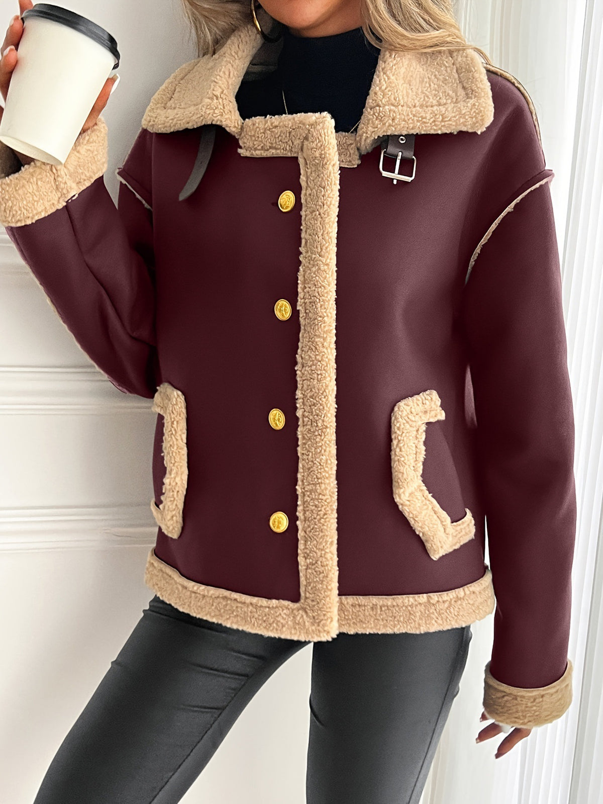 Women's Lamb Wool Locomotive Style Thick Coat