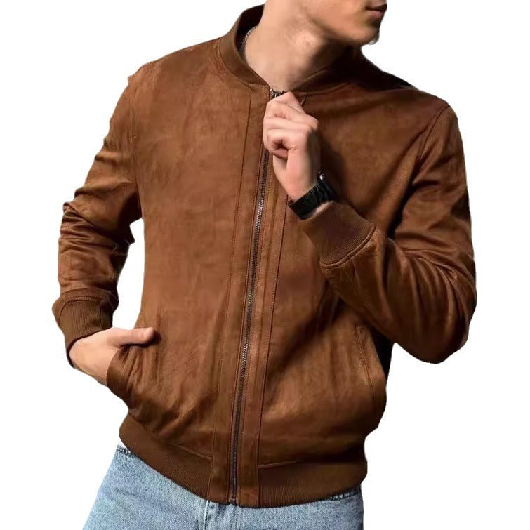 European And American Leisure Suede Solid Color Coat