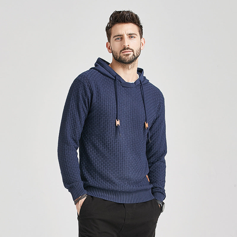 Autumn And Winter New Men's Brocade Sweater Long-sleeved Hoodie front view