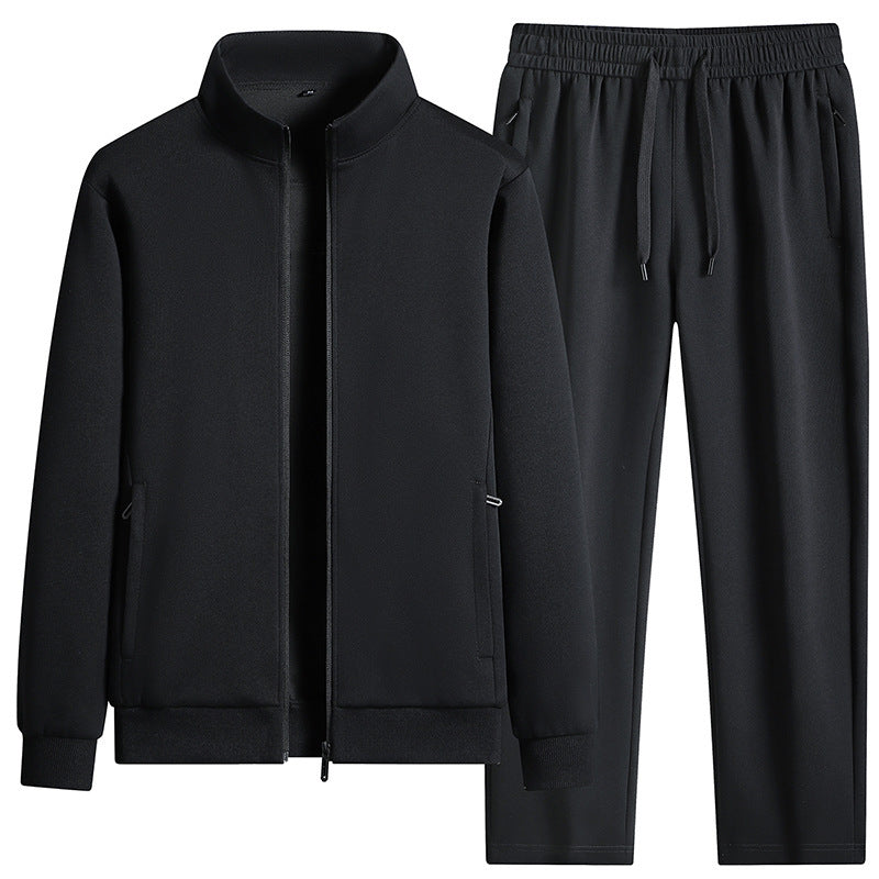 Pure Cotton Solid Color Leisure Sports Suit Autumn And Winter front view