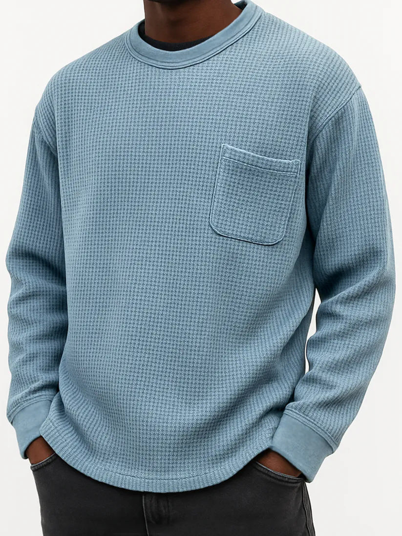 Men's Plus-Size Casual Crew-Neck Long-Sleeve Sweatshirt Top