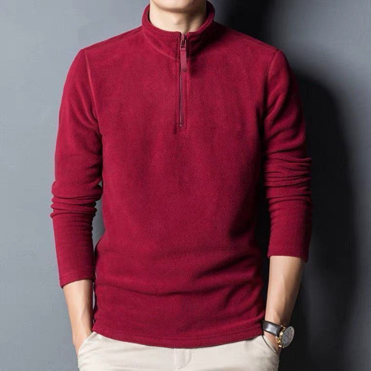 Men's Long-sleeve Mock-neck Fleece Hoodie With Zipperversatile For Winter