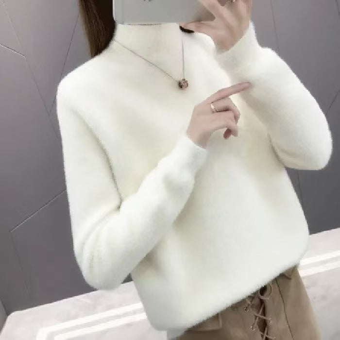 Women's Half Turtleneck Solid Color Bottoming Shirt