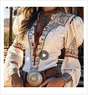 Bohemian Style Long-Sleeved Women's Top