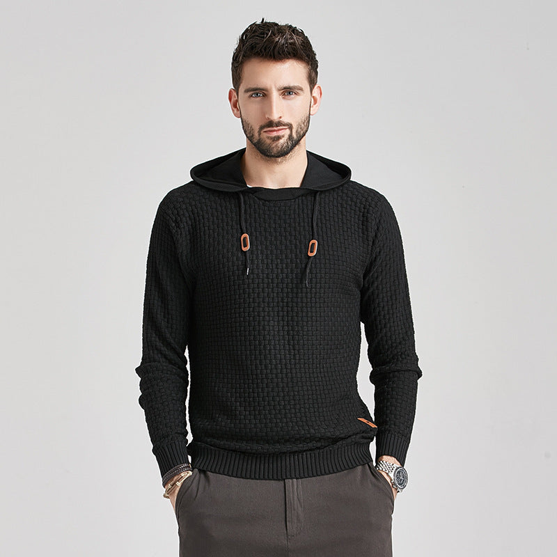 Autumn And Winter New Men's Brocade Sweater Long-sleeved Hoodie front view