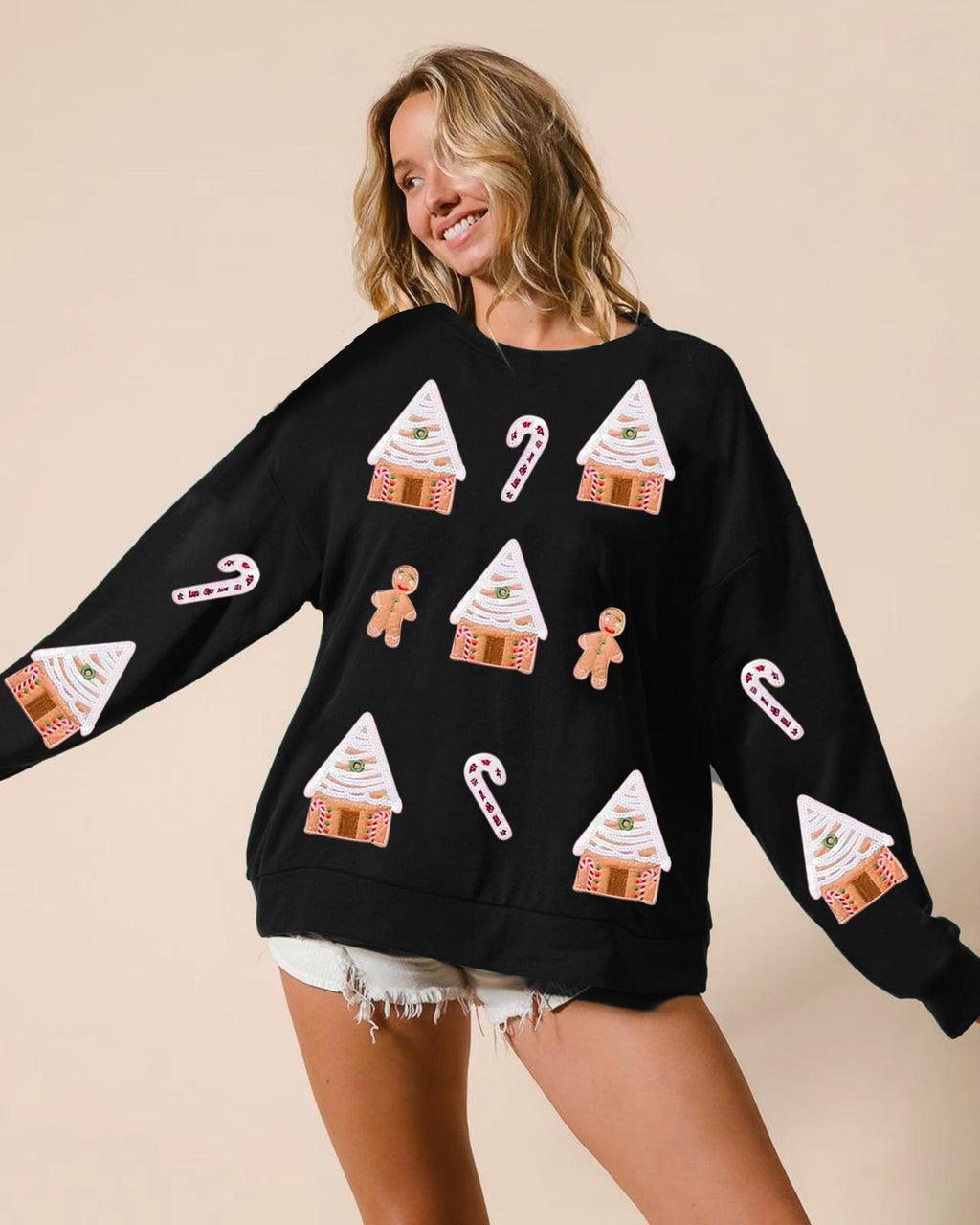 Autumn And Winter New European And American Christmas House Sequined Sweater
