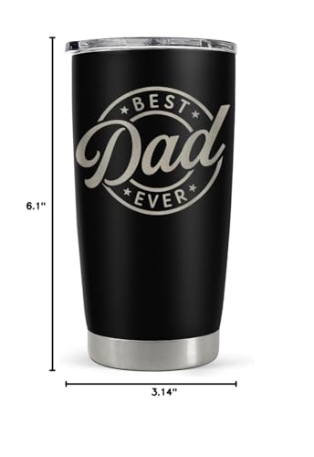 SANDJEST Best Dad Ever Tumbler with Lid - 20oz Insulated Stainless Steel Cup- Coffee Mug for Sport Travel Office, Gift for Father’s Day Birthday