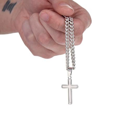 Meaningful To My Man Promise Cross Necklace, Stylish Cuban Link Chain for Him, Sentimental Jewelry Gift from Girlfriend or Wife, Perfect for Birthday, Anniversary, Valentine Celebrations Gifts