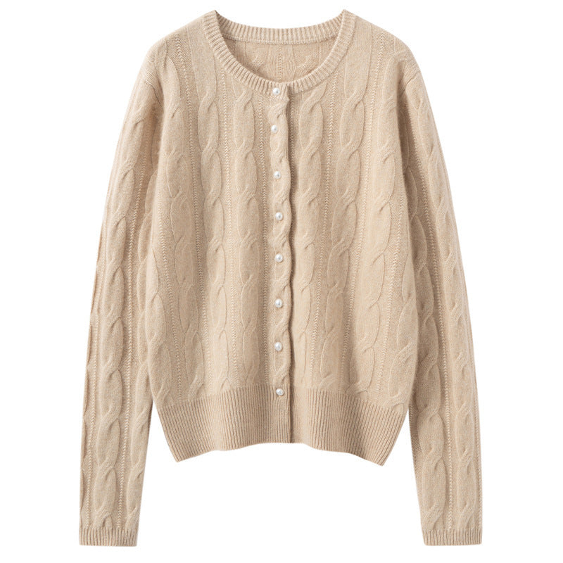 Autumn And Winter New Pure Color Cashmere Women's Knitted Cardigan