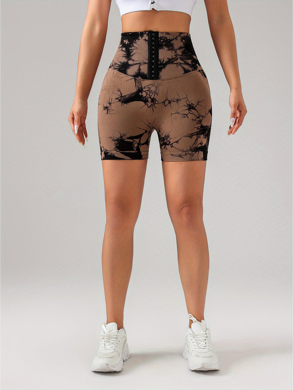 2 Pack 3-ROW HOOK Seamless Sexy Tie Dye Shorts Scrunch Butt Lifting Tummy Control High Waist Quick Drying Sports Yoga Shorts