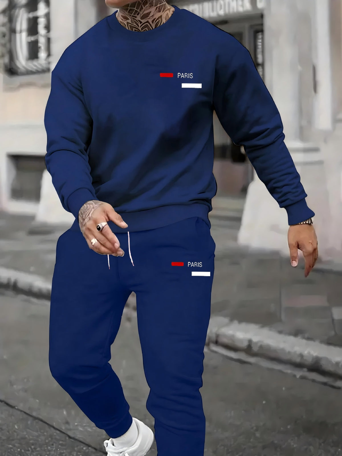 Men's Sweater Sport Pants Suit Printed Fashion back view