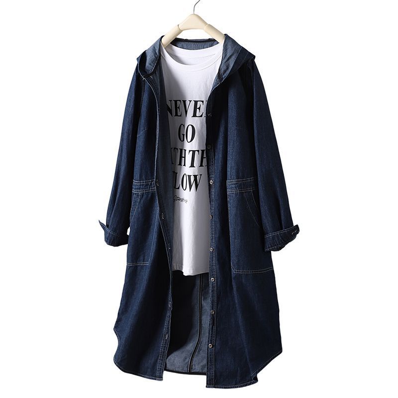 Long Sleeve Solid Color Hooded Large Pocket Casual All-matching Tops