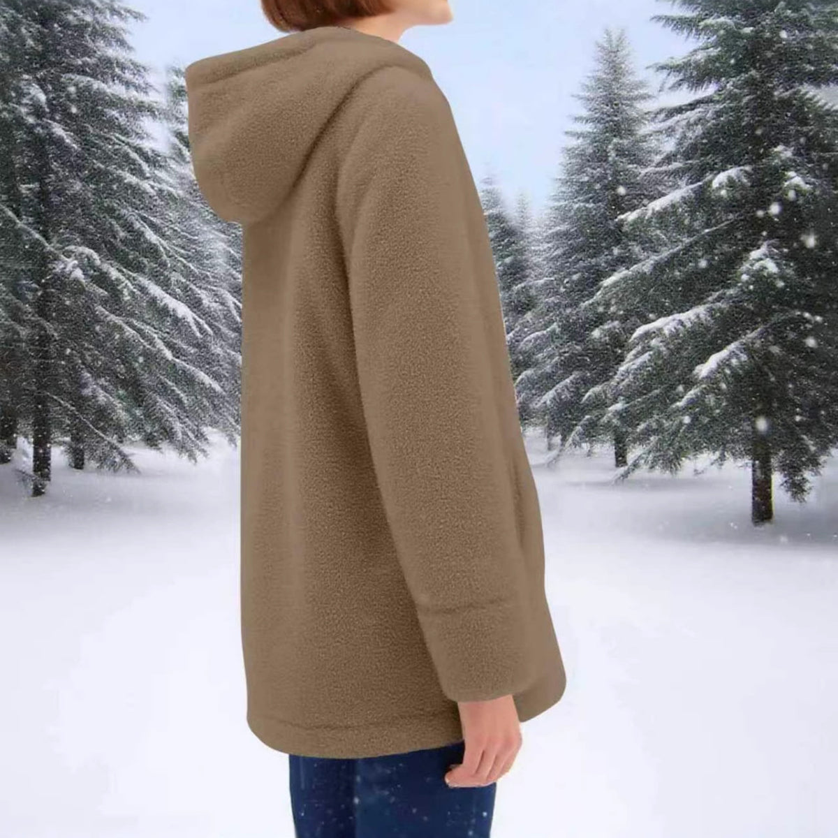 Fashion Autumn And Winter Zipper Pocket Lamb Wool Coat