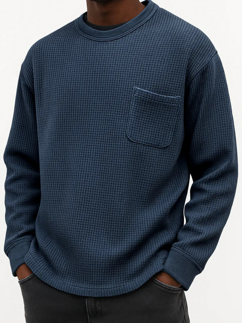 Men's Plus-Size Casual Crew-Neck Long-Sleeve Sweatshirt Top