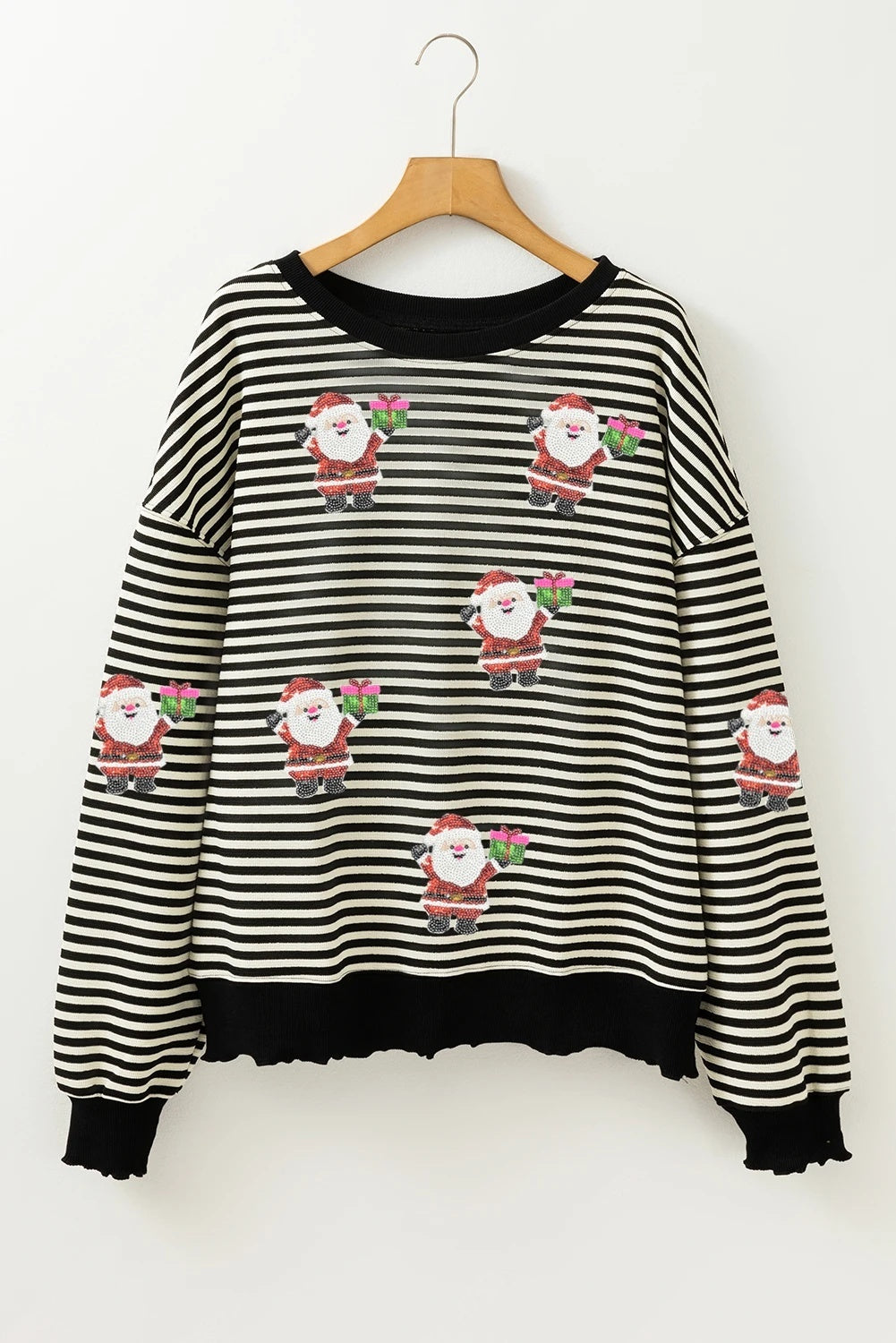 Striped Santa Claus Sequined Sweater For Women