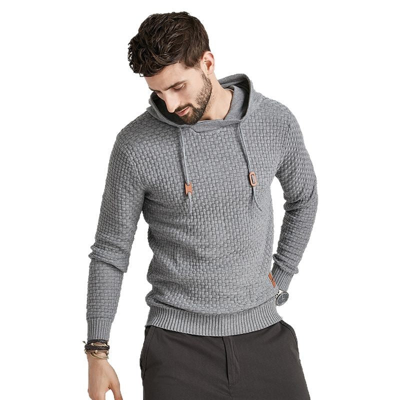 Autumn And Winter New Men's Brocade Sweater Long-sleeved Hoodie front view