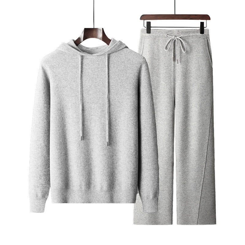 Seamless Hoodie Pure Wool Men's Knitted Pants front view