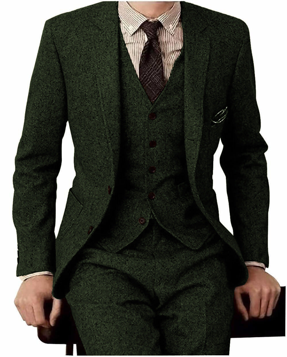 Men's Suit Three-piece Suit Fashion Woolen Suit full set