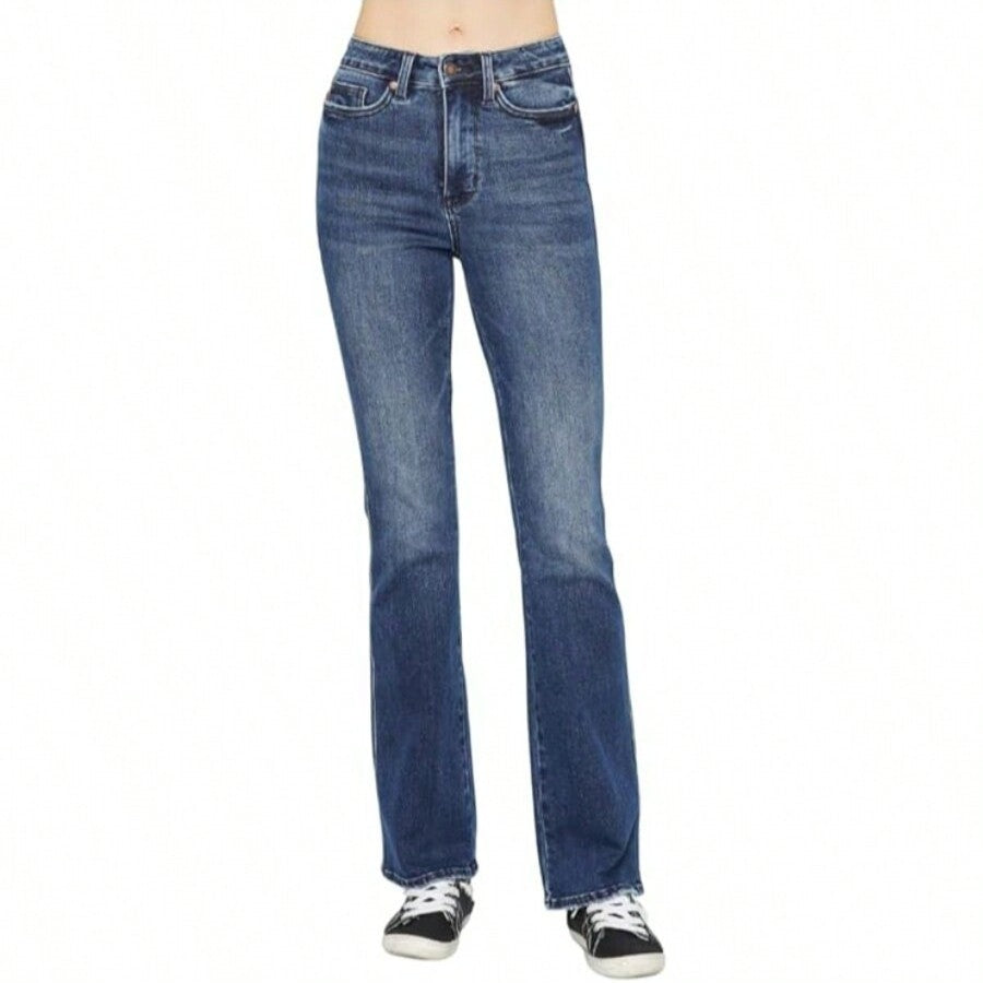 Mid-rise Flared Jeans For Women, Vintage Style, High Elasticity And Comfort