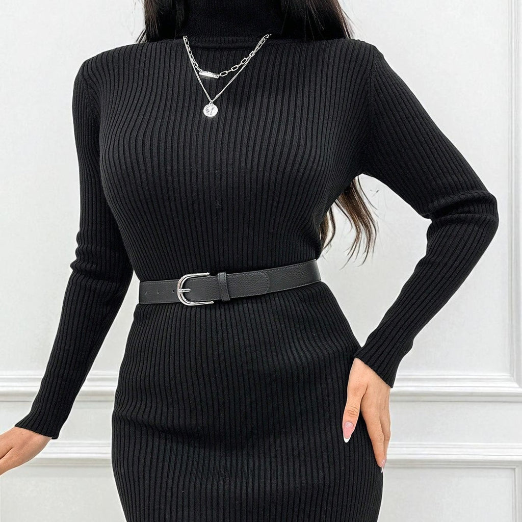 Base Ride Turtleneck Knitting Hip Skirt