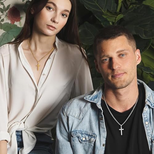 Meaningful To My Man Promise Cross Necklace, Stylish Cuban Link Chain for Him, Sentimental Jewelry Gift from Girlfriend or Wife, Perfect for Birthday, Anniversary, Valentine Celebrations Gifts