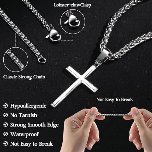 Meaningful To My Man Promise Cross Necklace, Stylish Cuban Link Chain for Him, Sentimental Jewelry Gift from Girlfriend or Wife, Perfect for Birthday, Anniversary, Valentine Celebrations Gifts