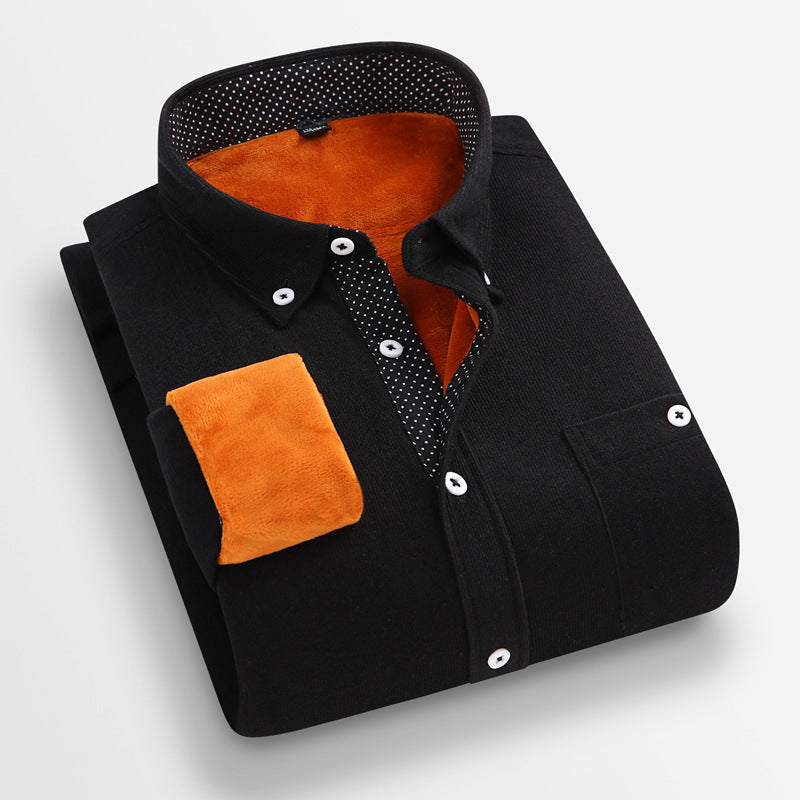 Autumn And Winter Men's Casual Fashion Flannel Shirt Thickened