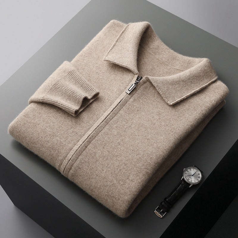 Men's Loose Lapels Thickened Oversized Knit Cardigan Suit front view