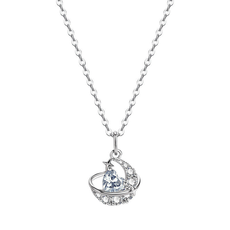 Design Sense Moon Heart Clavicle Chain Neck Chain Women