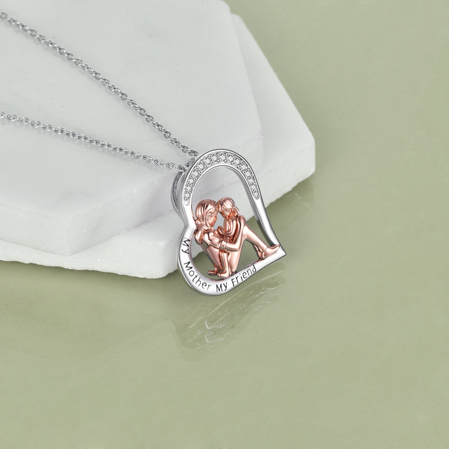Mother Daughter Necklace 925 Sterling Silver Engraved My Mother My Friend Jewelry Mothers Day Birthday Gifts for Mom from Daughter (Silver)