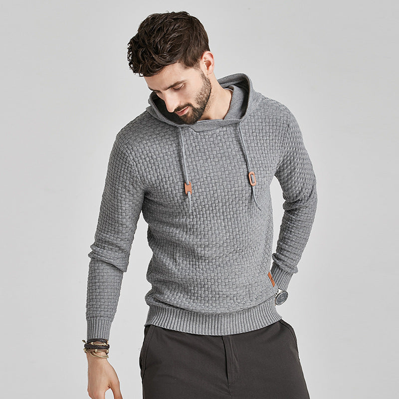 Autumn And Winter New Men's Brocade Sweater Long-sleeved Hoodie front view