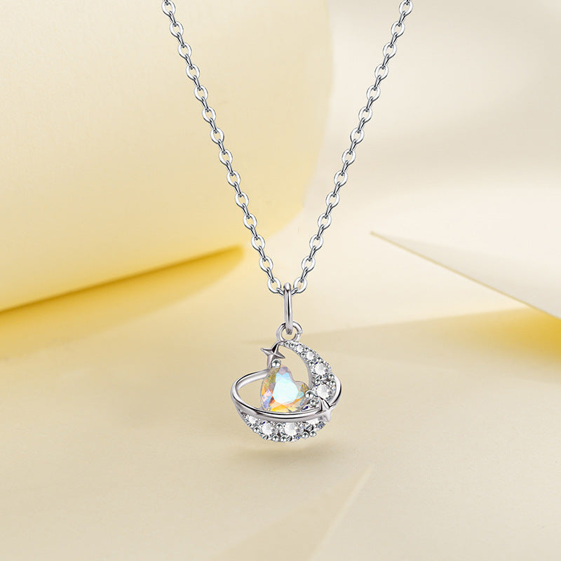 Design Sense Moon Heart Clavicle Chain Neck Chain Women