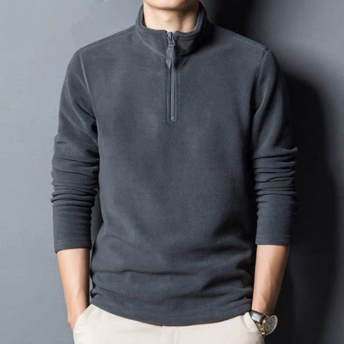 Men's Long-sleeve Mock-neck Fleece Hoodie With Zipperversatile For Winter