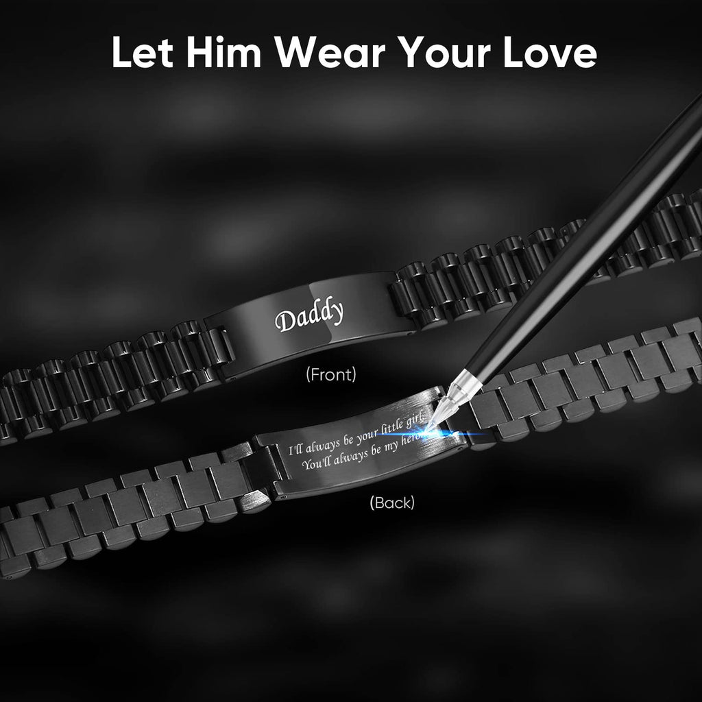 VNOX Dad Bracelet for Men Personalized Jewelry Fathers Gifts for Dad Daddy form Daughter for Father Day Birthday Day Masculine Width Band Stainless Steel Link Bracelet