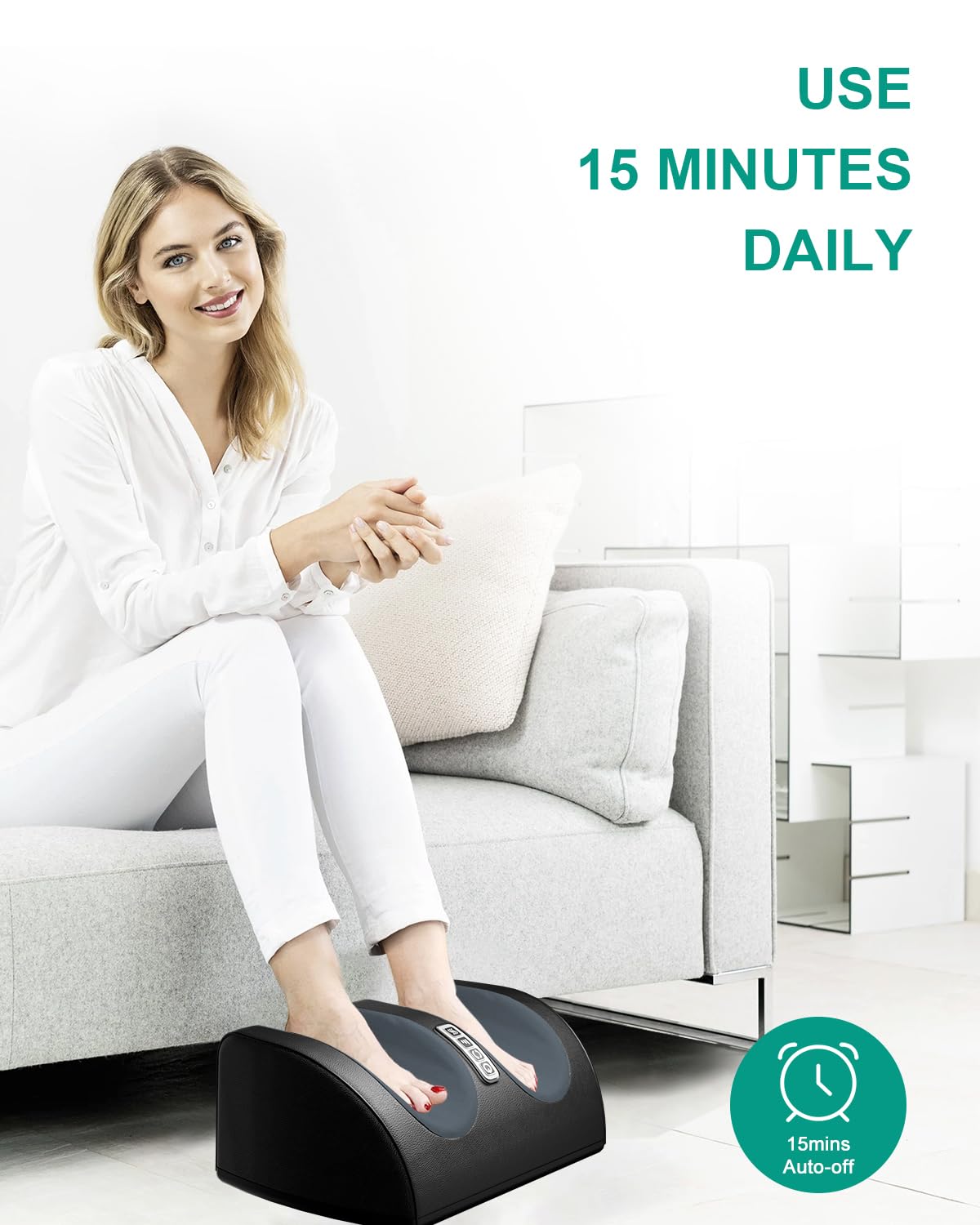 LINGTENG Shiatsu Foot Massager Machine with Heat, Foot and Calf Massager with Massage Roller, Deep Tissue Massager for Plantar Fasciitis, Pain Relief, Promotes Blood Circulation, Gifts for Women & Men