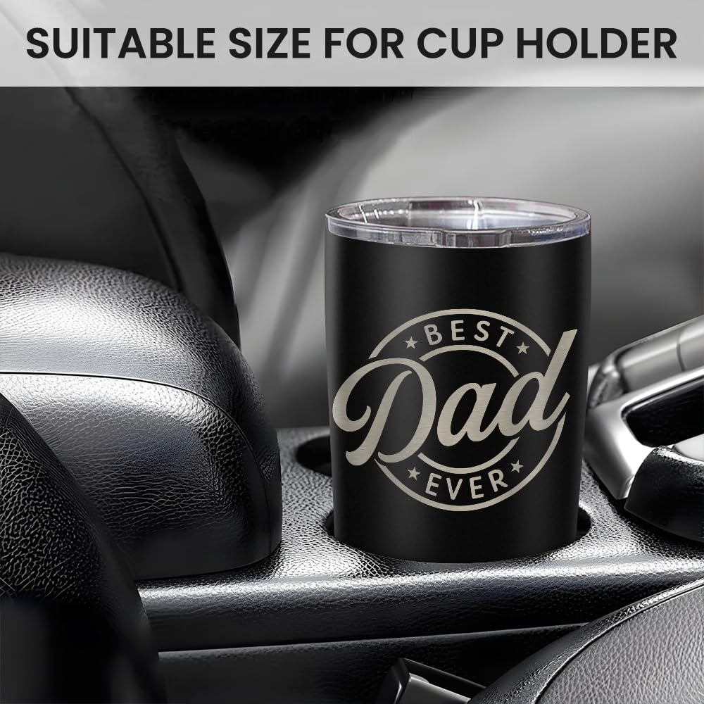 SANDJEST Best Dad Ever Tumbler with Lid - 20oz Insulated Stainless Steel Cup- Coffee Mug for Sport Travel Office, Gift for Father’s Day Birthday