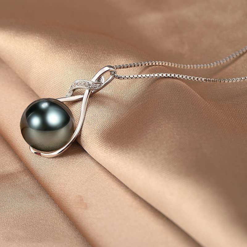 NONNYL Gifts for Women Wife-Tahitian-Black-Pearl-Necklace-Gift for Wife Wedding Birthday Anniversary Jewelry-Mom Girlfriend Her Mothers Day Gifts for Mom Women Valentines Christmas Day