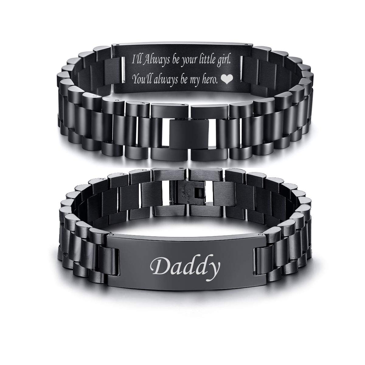 VNOX Dad Bracelet for Men Personalized Jewelry Fathers Gifts for Dad Daddy form Daughter for Father Day Birthday Day Masculine Width Band Stainless Steel Link Bracelet