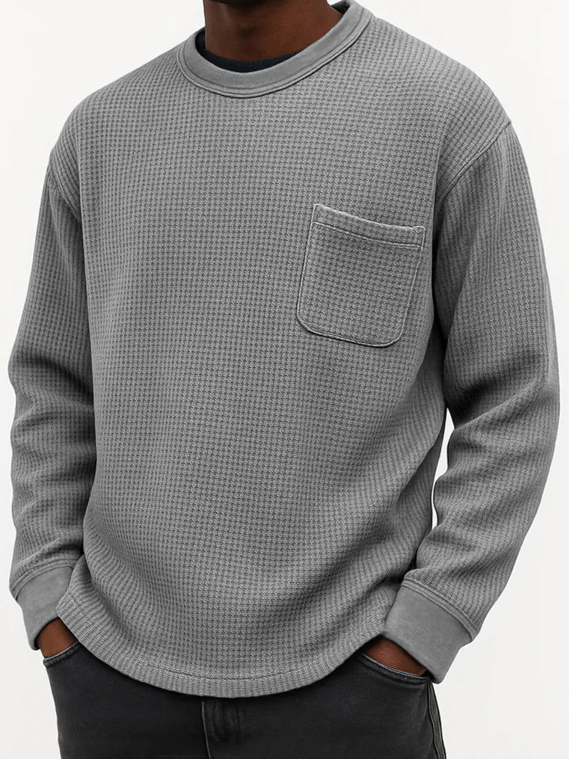 Men's Plus-Size Casual Crew-Neck Long-Sleeve Sweatshirt Top