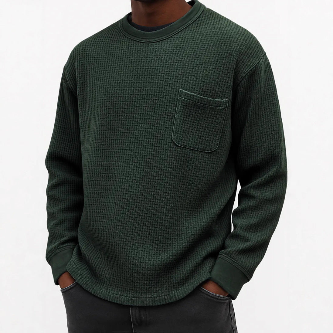 Men's Plus-Size Casual Crew-Neck Long-Sleeve Sweatshirt Top