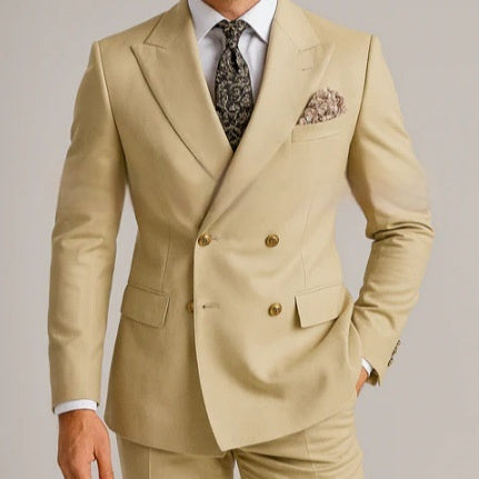 European And American Men's Suit Two-piece Double-breasted back view