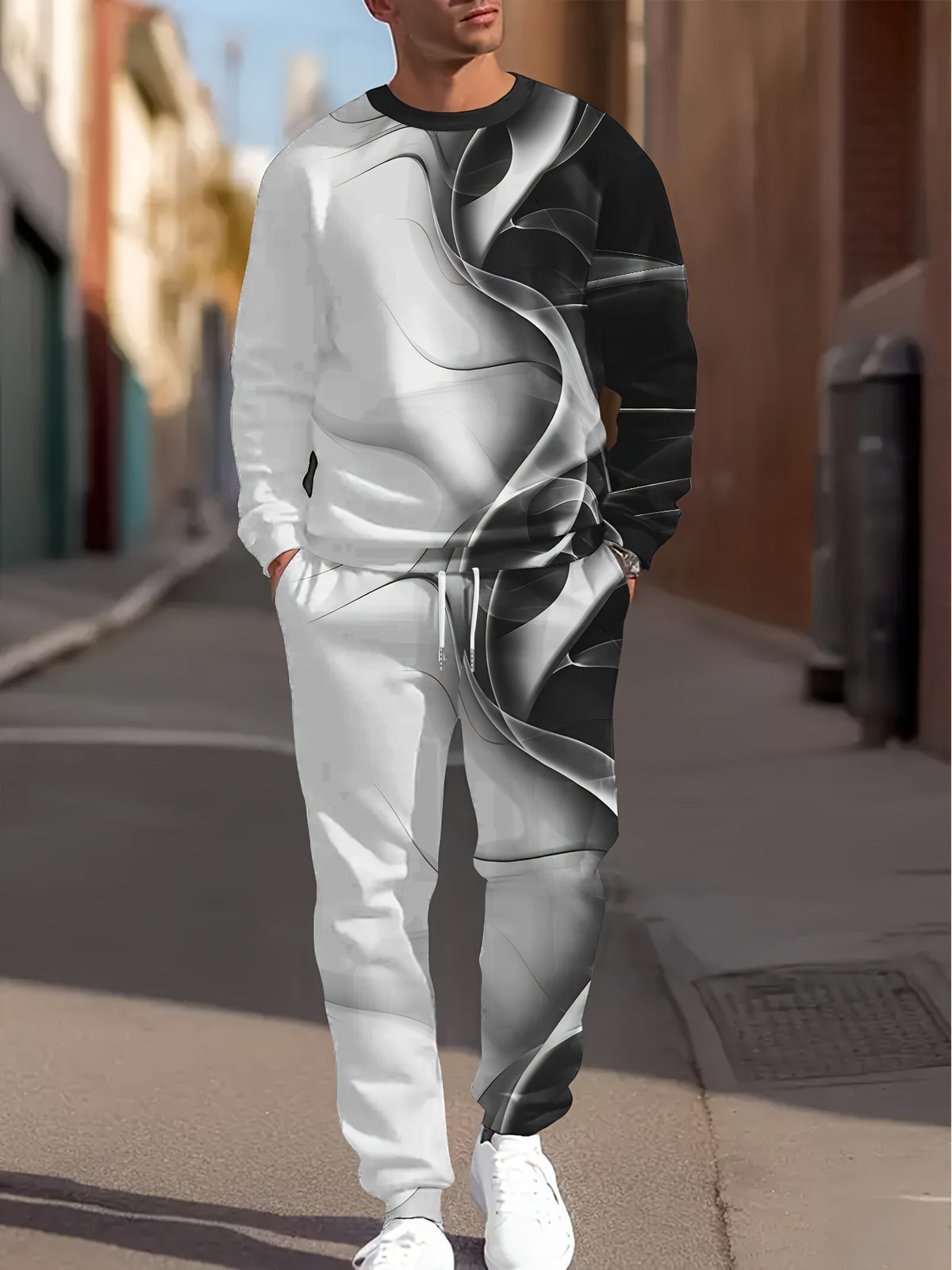 Fashion Simple Printing Sports Leisure Men's Suit