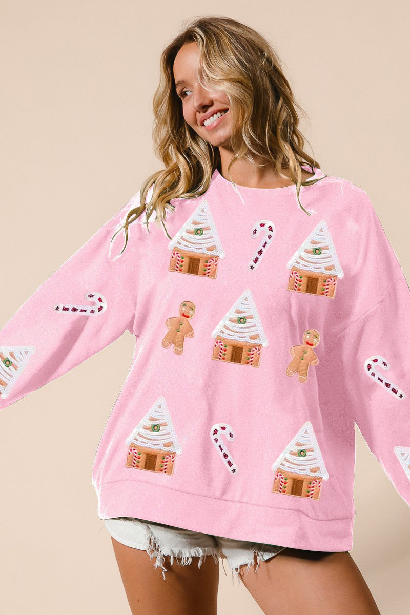 Autumn And Winter New European And American Christmas House Sequined Sweater