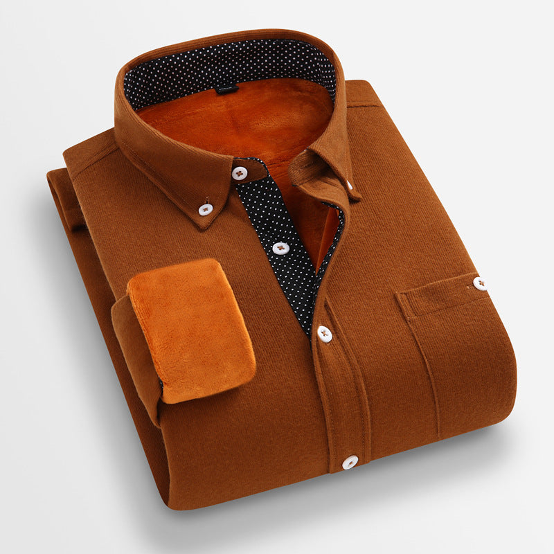 Autumn And Winter Men's Casual Fashion Flannel Shirt Thickened