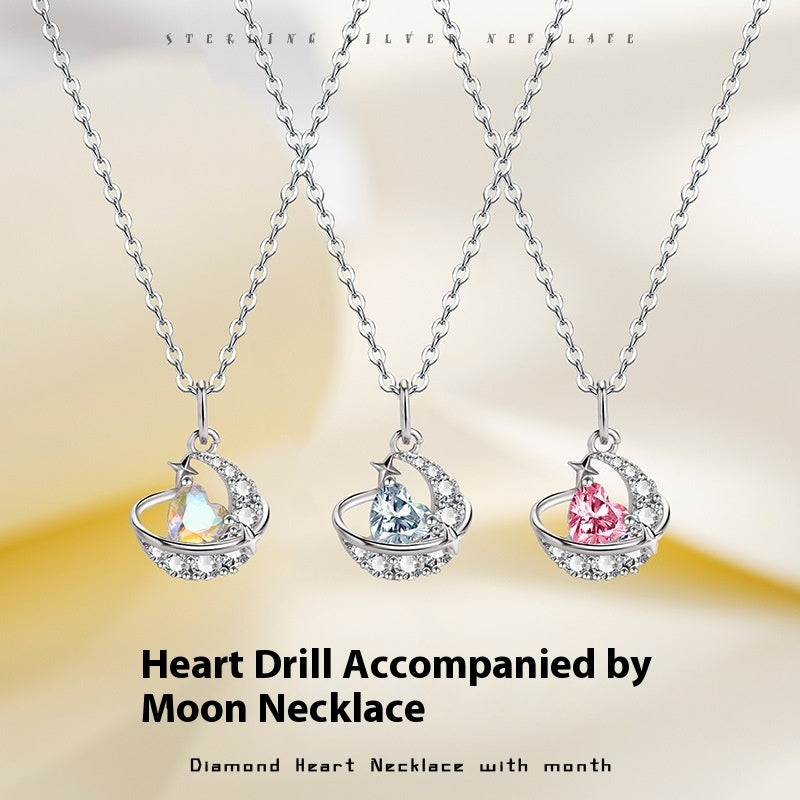 Design Sense Moon Heart Clavicle Chain Neck Chain Women
